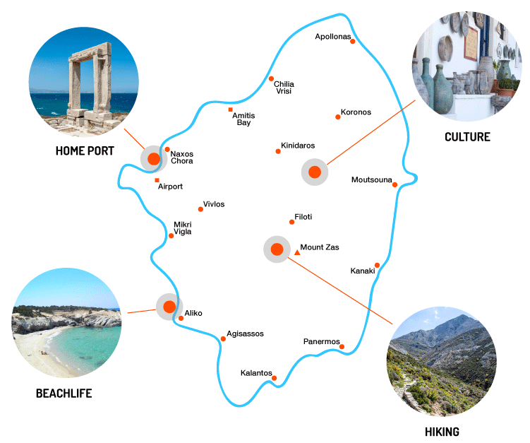 Kite Cruises Naxos Map
